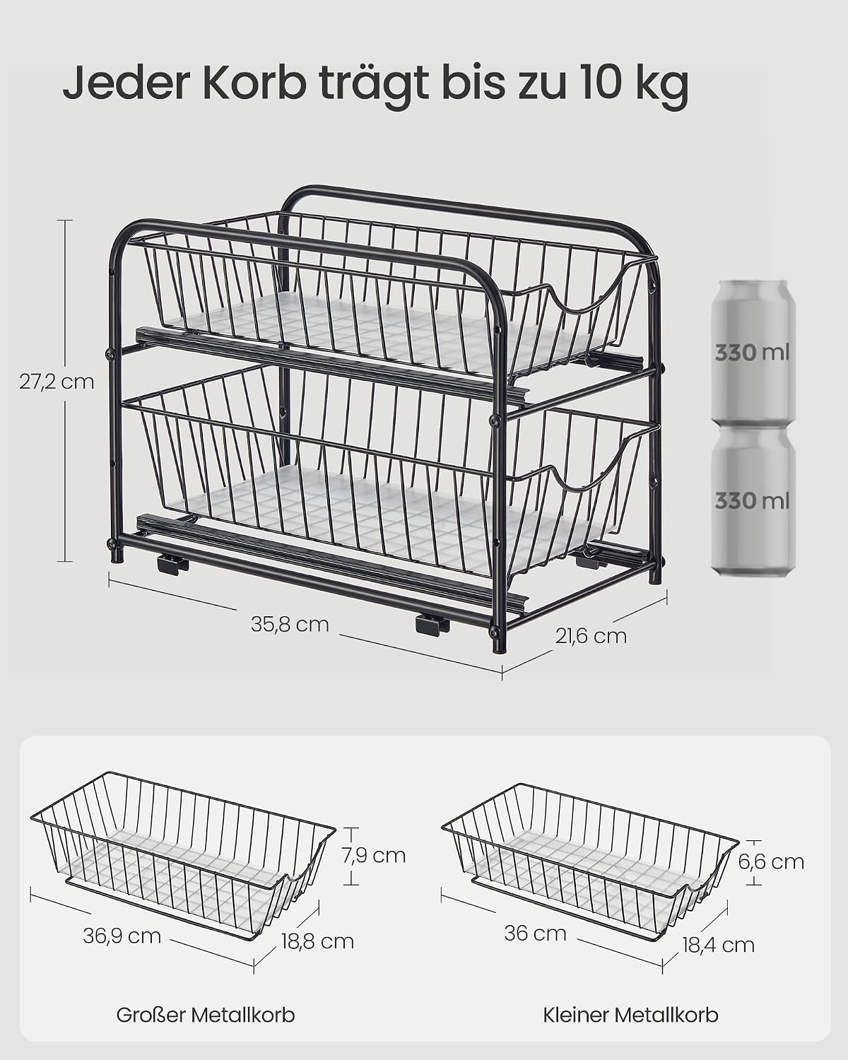 Kuechen Organizer Metallkorb 2 Ebenen stapelbar Schrankregal Ablage