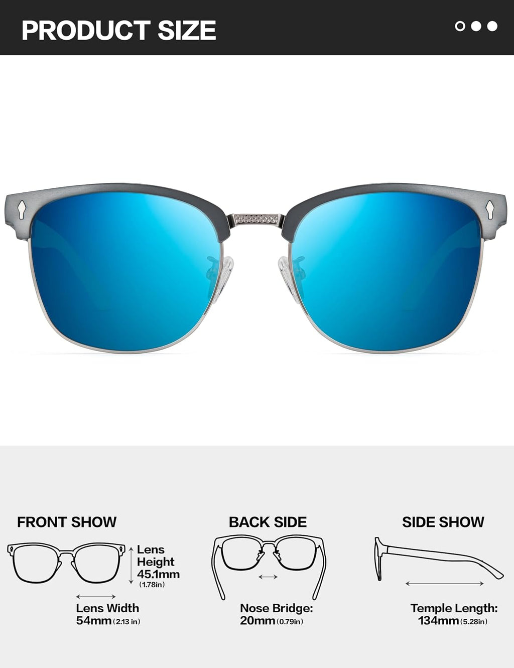 Polarisiert Sonnenbrille Herren UV400 Retro Halbrahmen Fahren Angeln Reisen