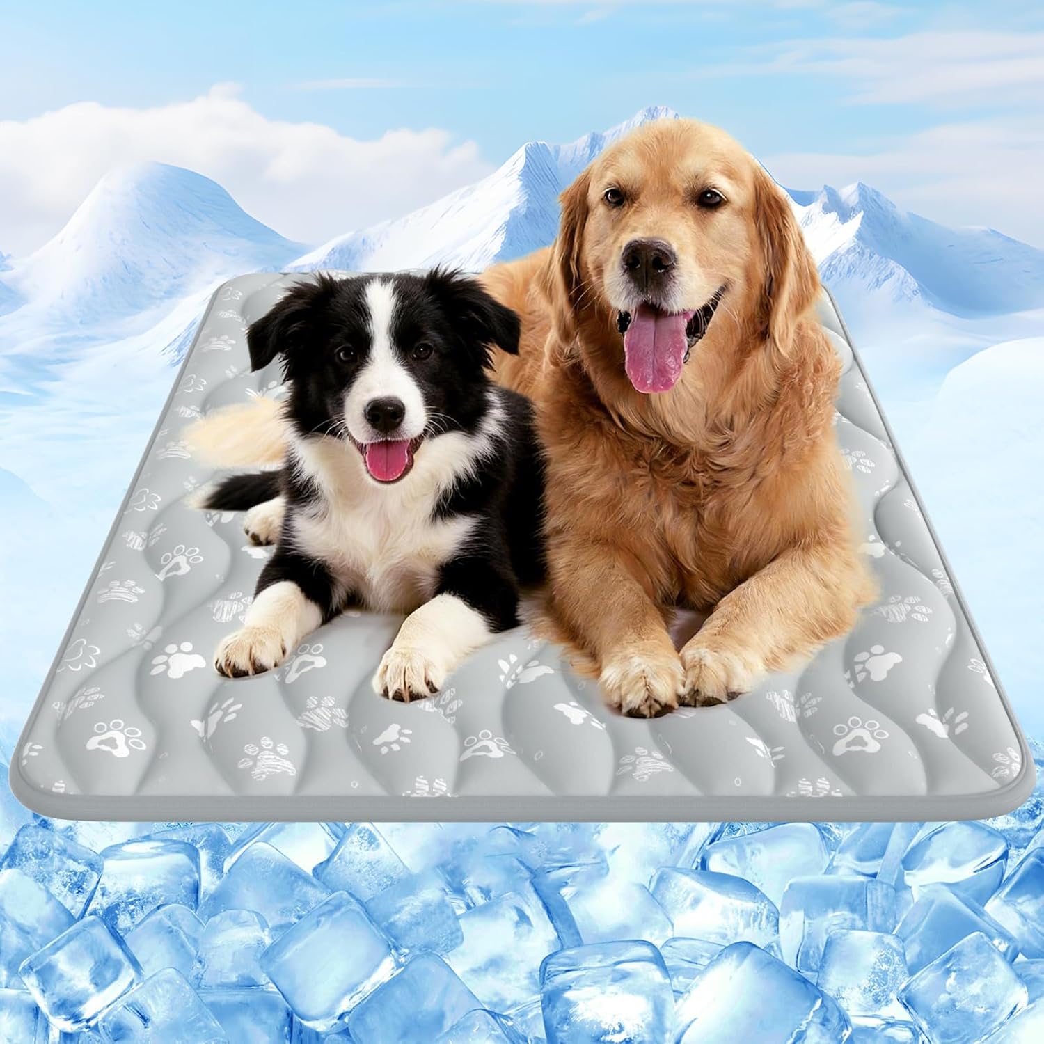 Rywell Kuehlmatte Hunde Katzen 110x80 cm rutschfest waschbar S-XXL Eisblau