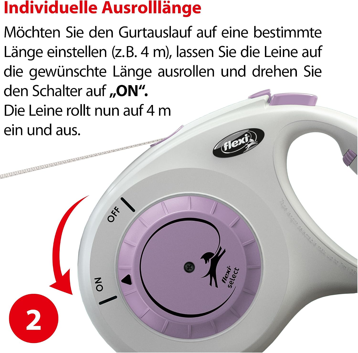 flexi Select M Roll-Leine 0-7 m, verstellbar, Gurt fuer Hunde bis, grau