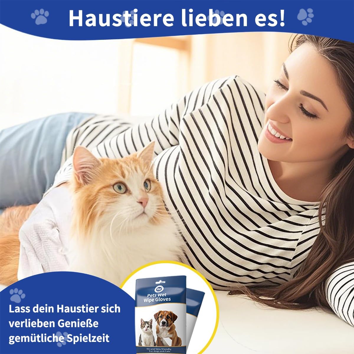 Petclear Fellpflegetuecher Handschuh 10er Pack fuer Hunde und Katzen hypoallergen