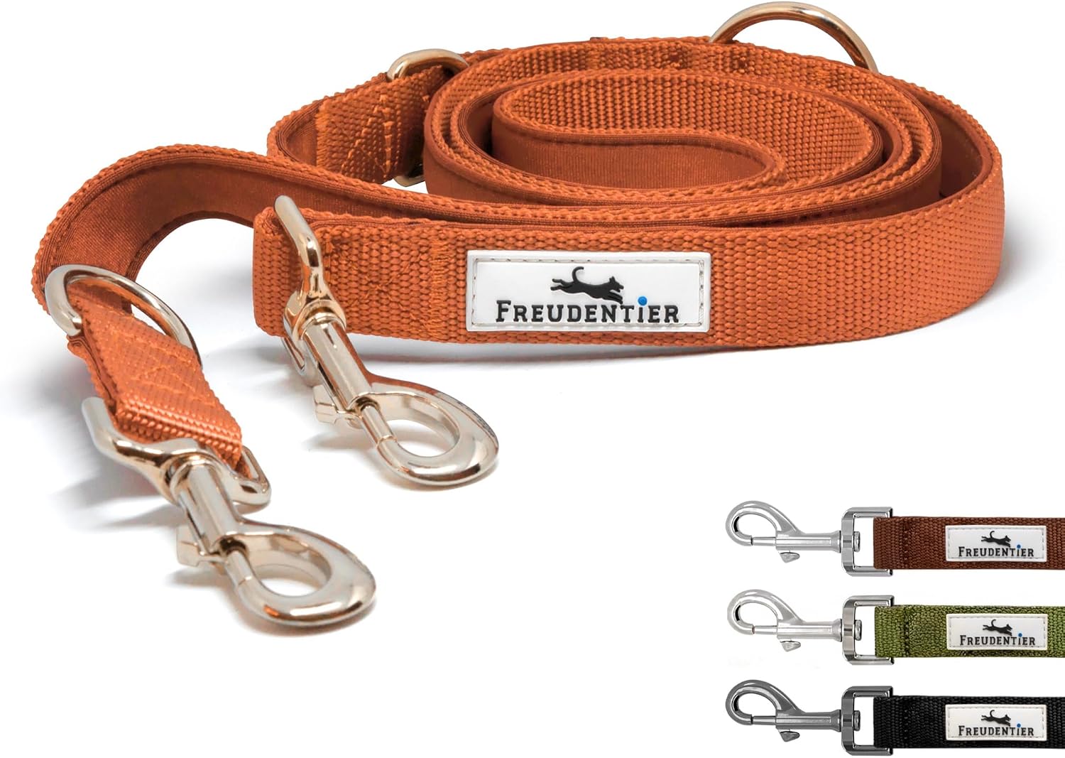 Freudentier Hundeleine Clyde 20 mm braun gepolstert verstellbar 2m
