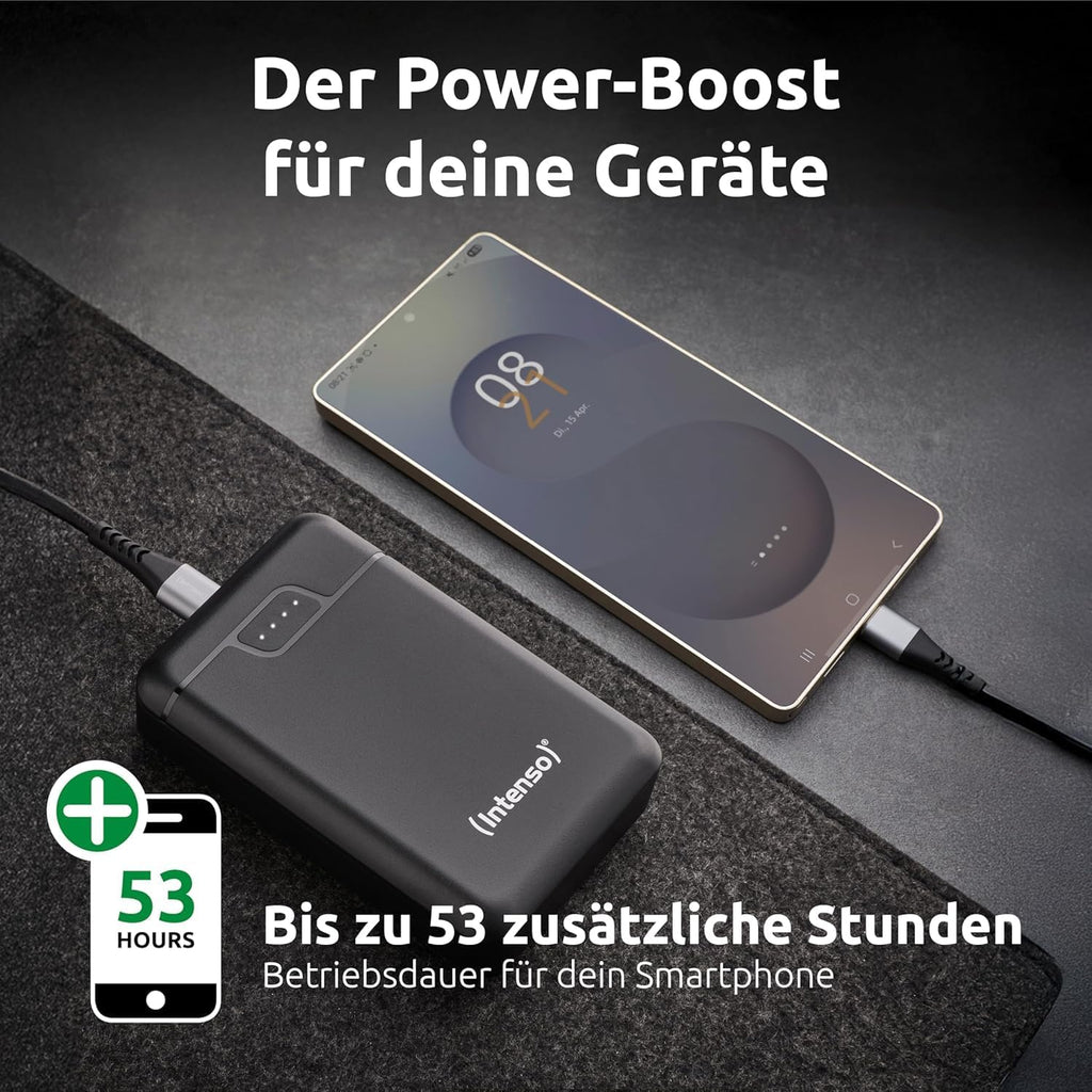 Intenso B10000 Powerbank 10000 mAh USB-C 2x USB-A LED-Anzeige schwarz