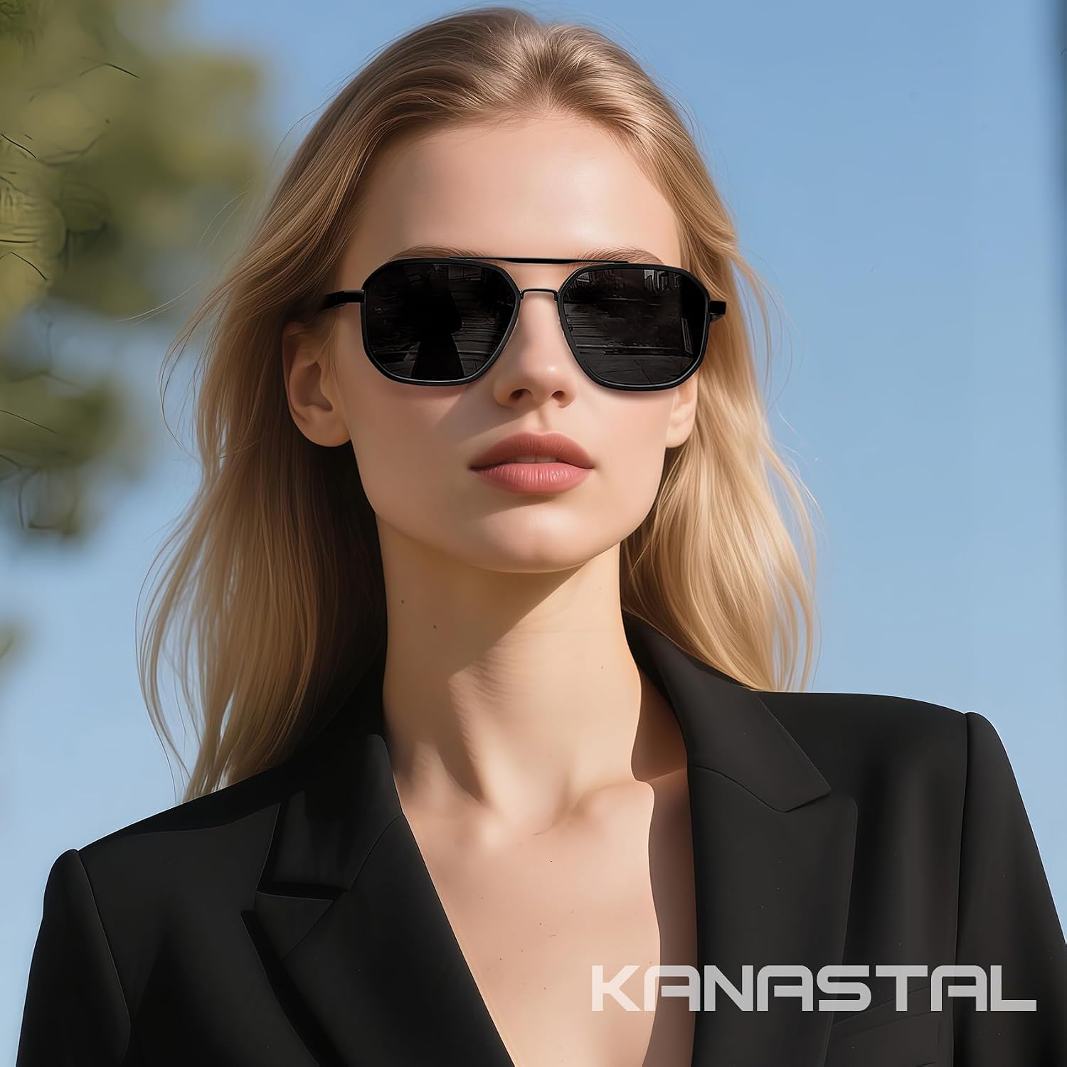 KANASTAL Herren Sonnenbrille polarisiert quadratisch Metallrahmen UV400