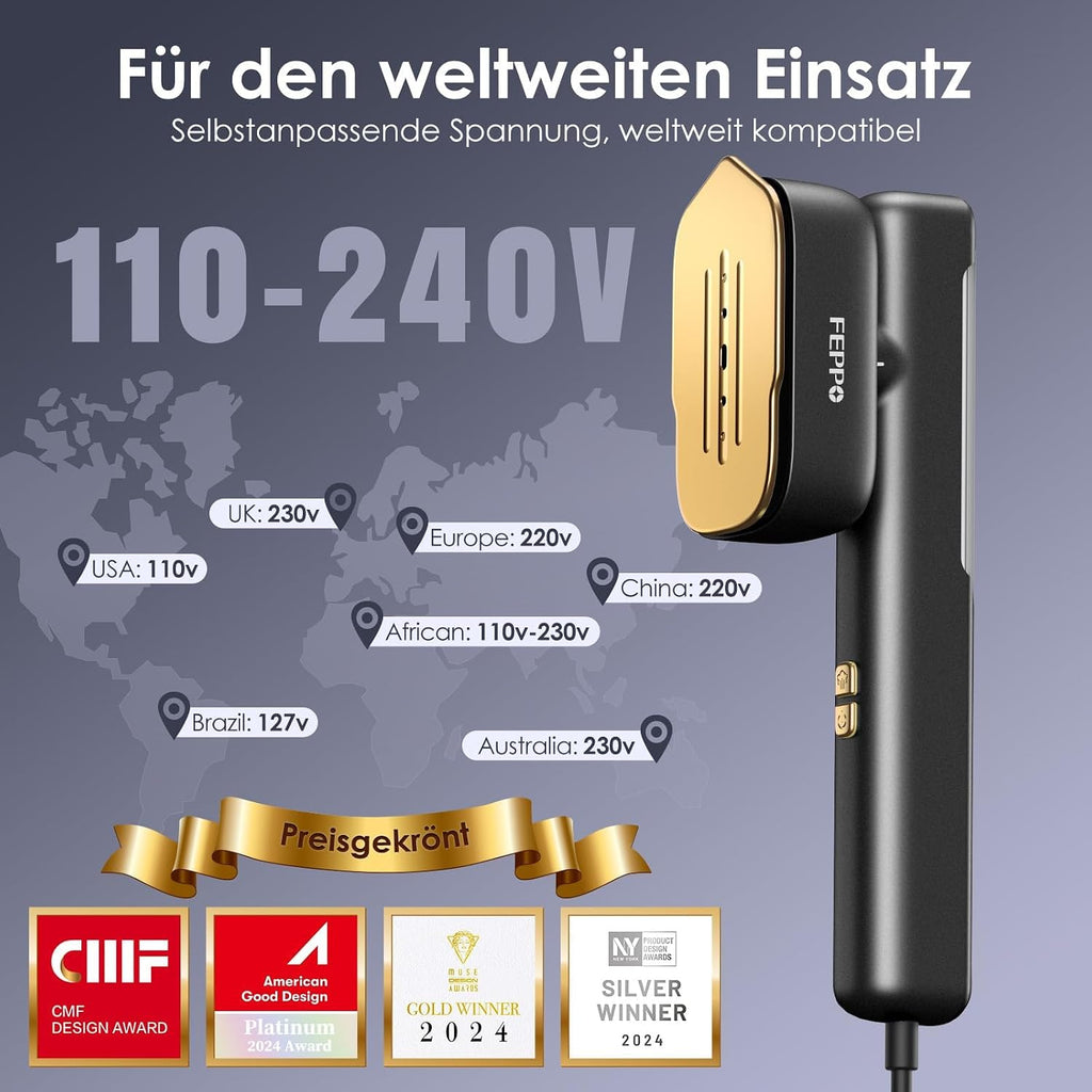 Dampfglaetter 1100W 2in1 Reise Dampfbuegeleisen Dual Voltage 15s Aufheizzeit