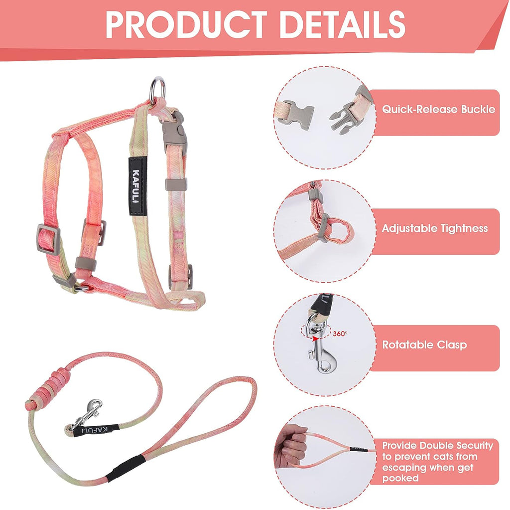 TIESOME Katzengeschirr mit Leine und Halsband, verstellbar, ausbruchsicher, Farb