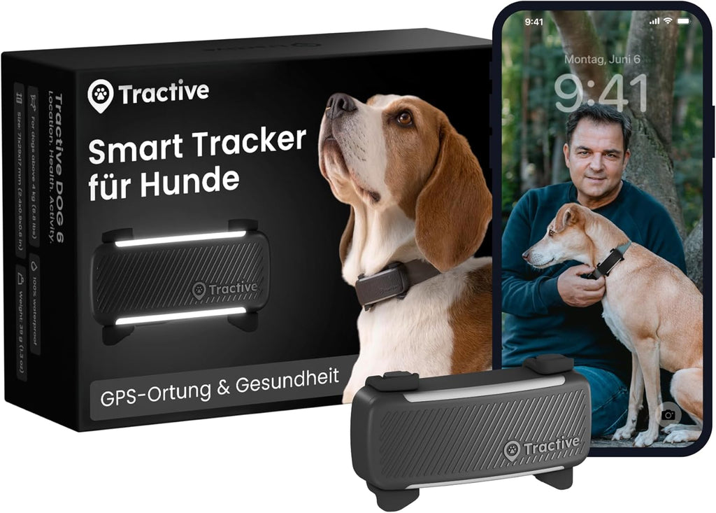 Tractive GPS Tracker 2025 Edition fuer Hunde Schwarz mit Live-Ortung