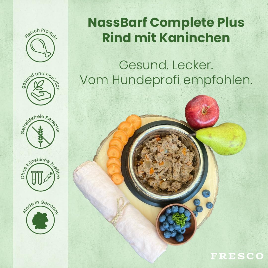 FRESCO Dog NassBARF Kaninchen mit Rind 12x400g, getreidefrei, verschiedene Sorte
