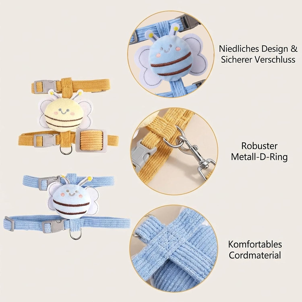 Katzengeschirr verstellbar 2er Set atmungsaktiv Softgeschirr mit Leine Brustgurt