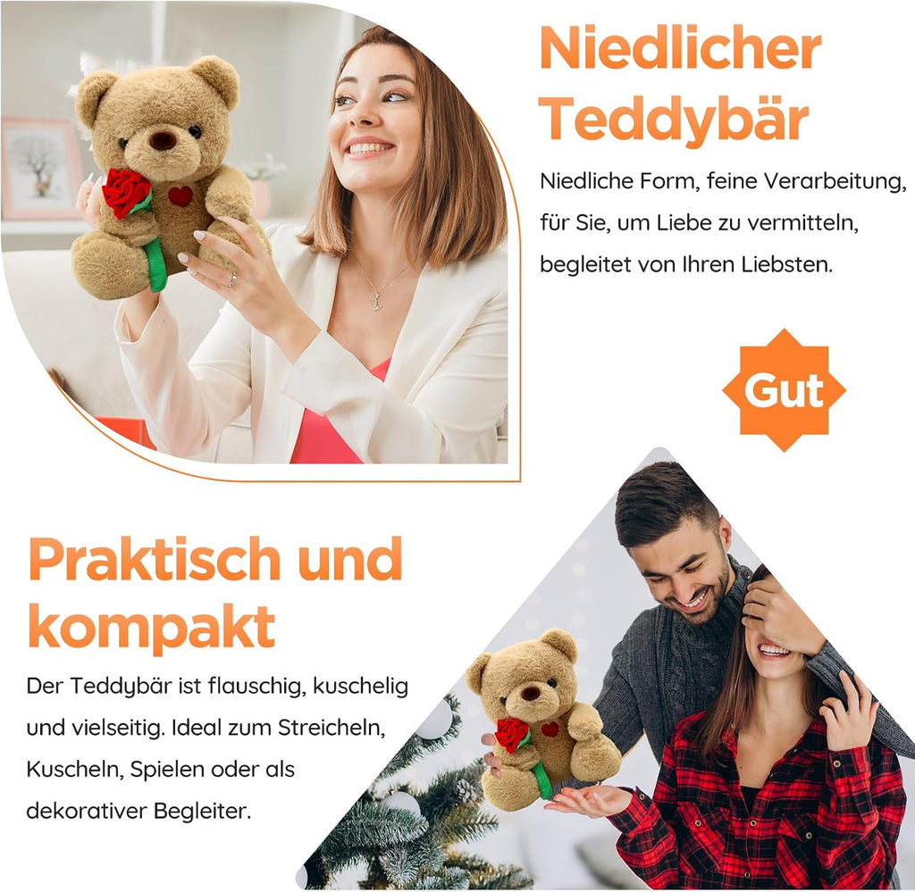Teddybaer Plueschtier 25 cm hellbraun Kuscheltier Teddy