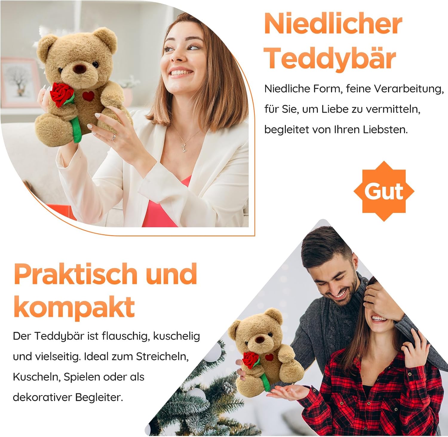Teddybaer Plueschtier 25 cm hellbraun Kuscheltier Teddy