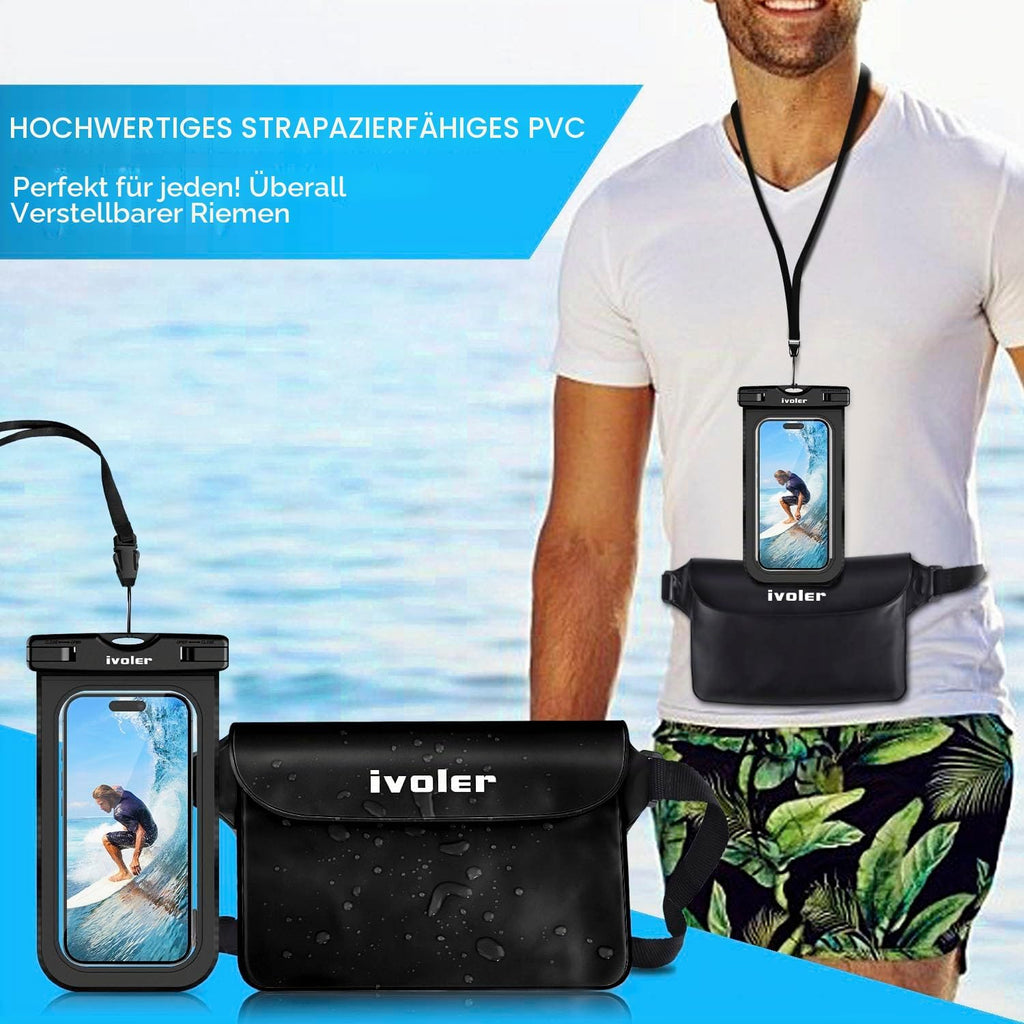 ivoler wasserdichte Bauchtasche mit Handytasche schwarz Universal Strand Tasche