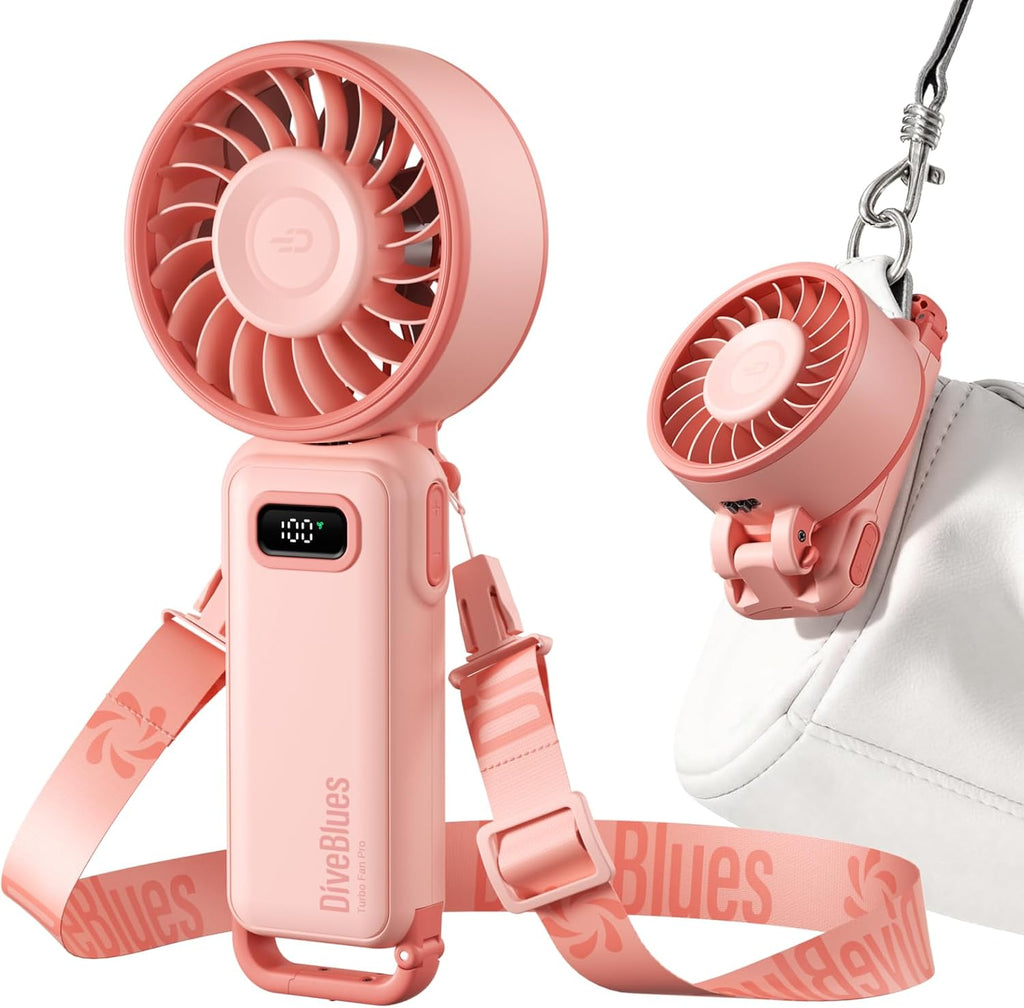 Diveblues Handventilator Akku 4‑in‑1 180° faltbar bis 12 Std. Laufzeit Turbo