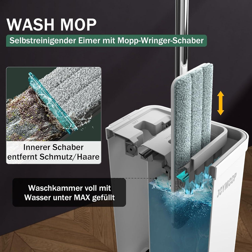 JOYMOOP Wischmopp Set mit Eimer Mikrofaser Bodenwischer