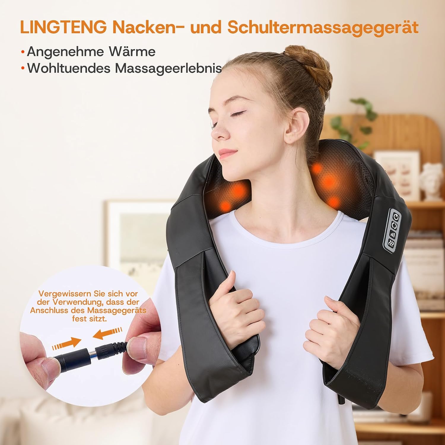 Shiatsu Nackenmassagegeraet elektrisch mit Waerme fuer Nacken Schulter Ruecken