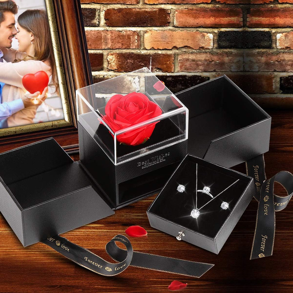 Infinity Rosenbox mit ewiger Rose Schmuckschatulle Geschenk fuer Frauen