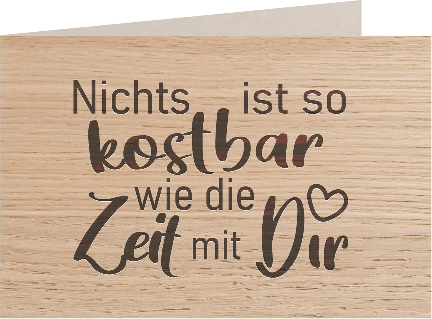 Holzkarte 'Kostbare Zeit mit Dir' - Liebeskarte Jahrestag Grusskarte
