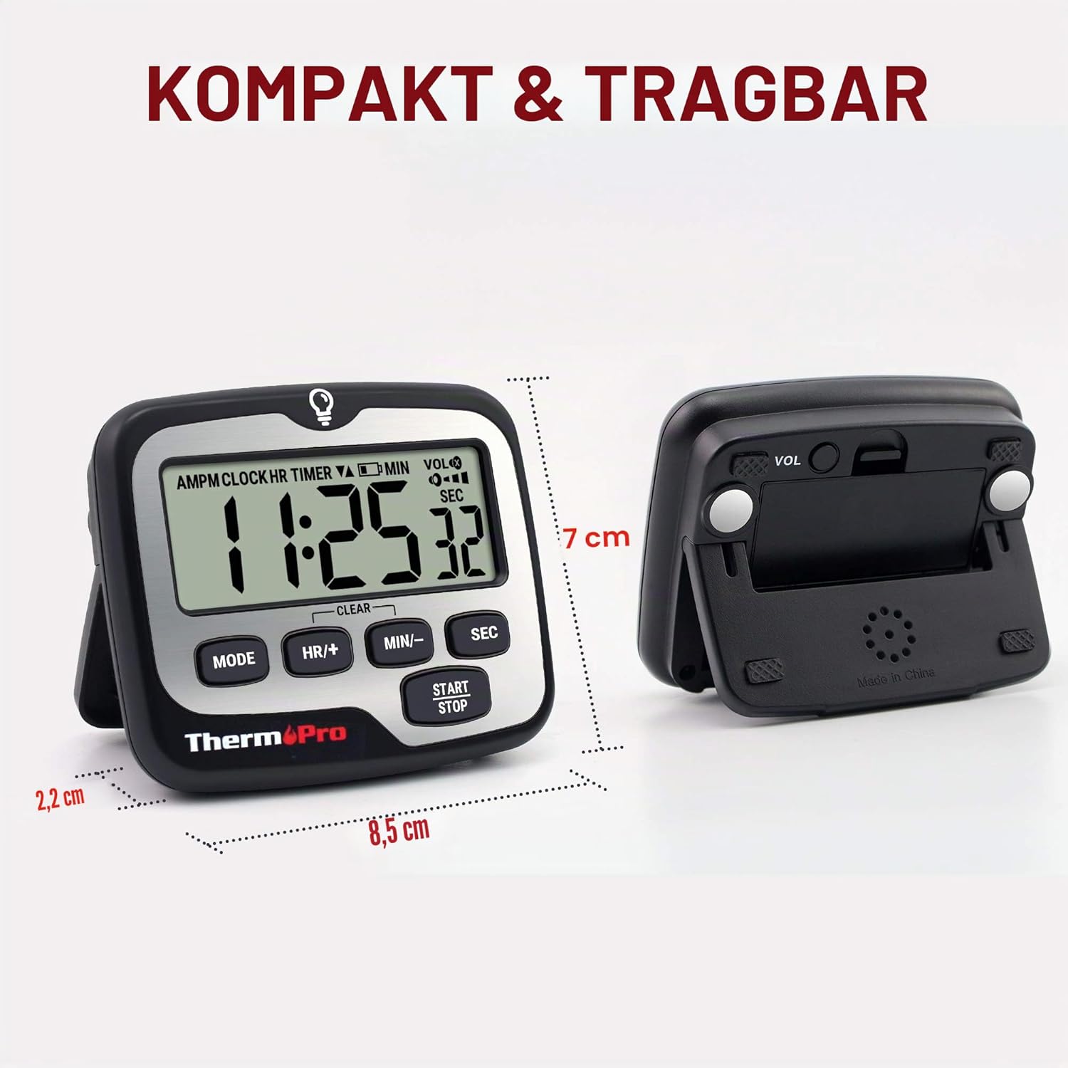 ThermoPro TM01 Digital Kuechentimer LCD Alarm Uhr Minuten Sekunden