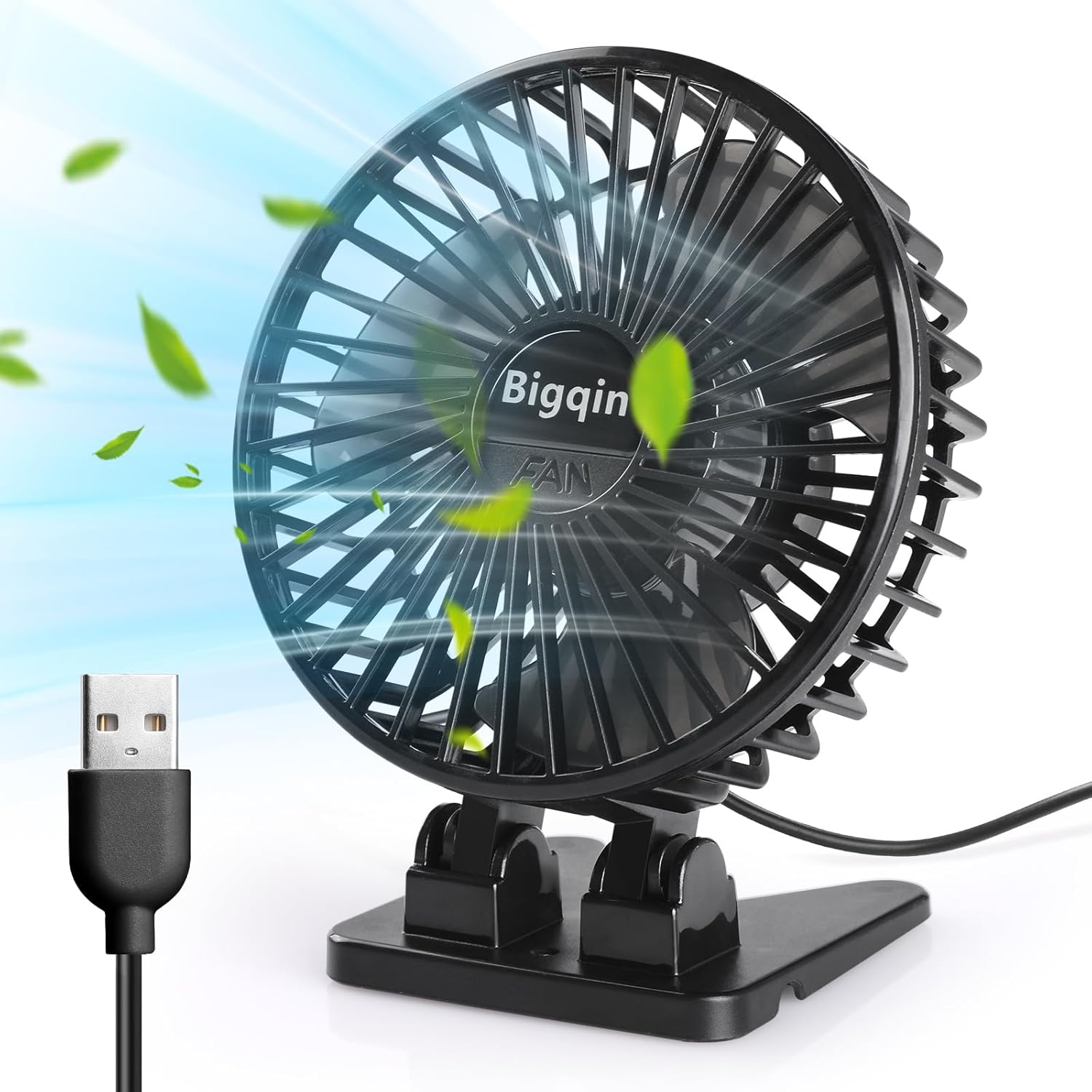 Mini USB Tischventilator 3 Geschwindigkeiten tragbarer Luefter schwarz