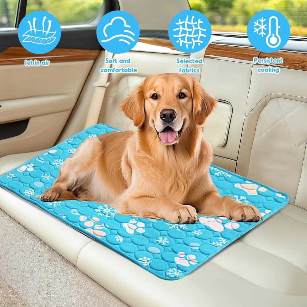 Kühlmatte Hund 100x70 cm selbstkühlend waschbar ungiftig für Zuhause Auto