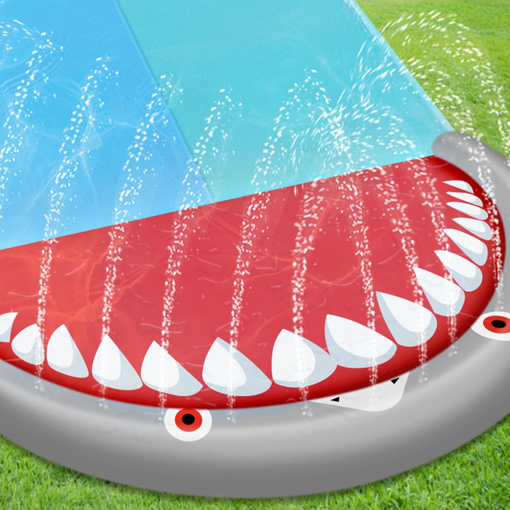 Sonnewelt 550x145 cm Doppel-Wasserrutsche mit 2 Bodyboards Garten