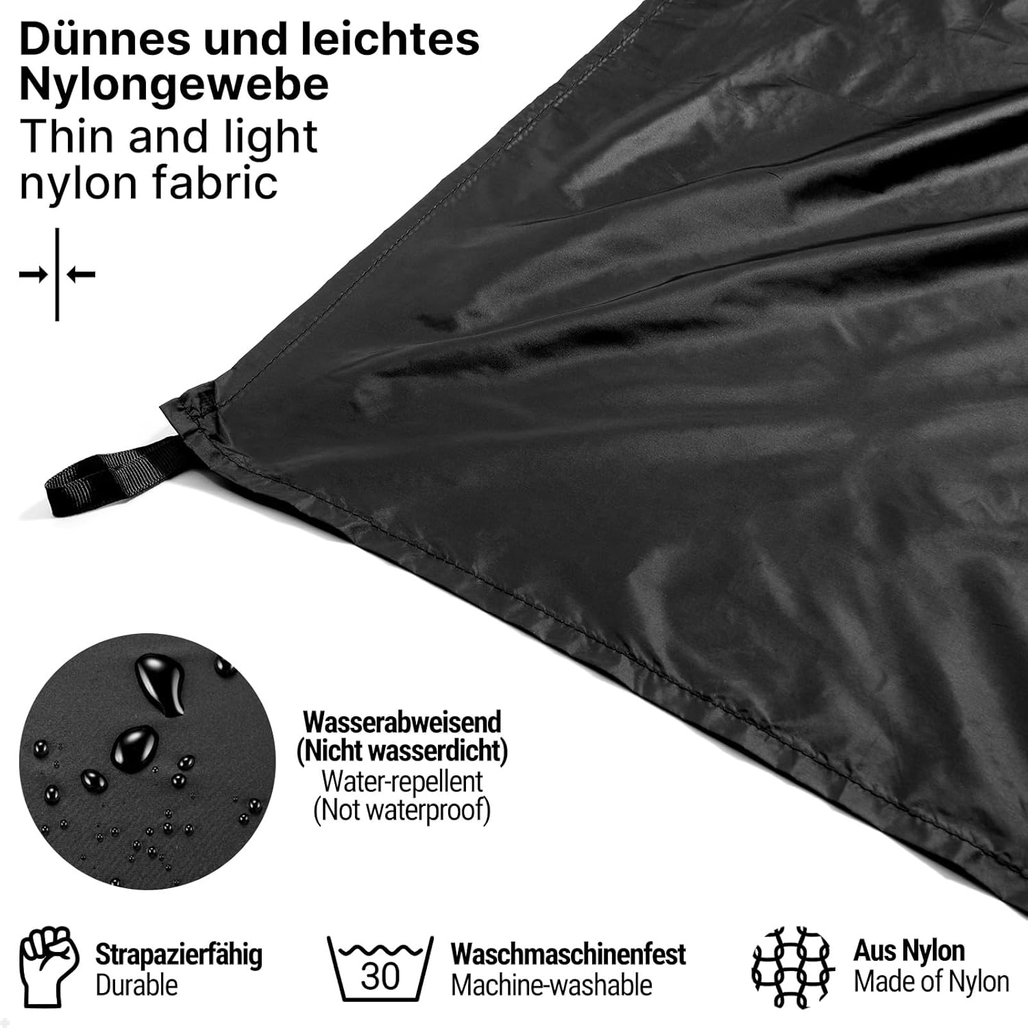 Siegvoll Picknickdecke 110cm-180cm schwarz ultraleicht fuer Personen