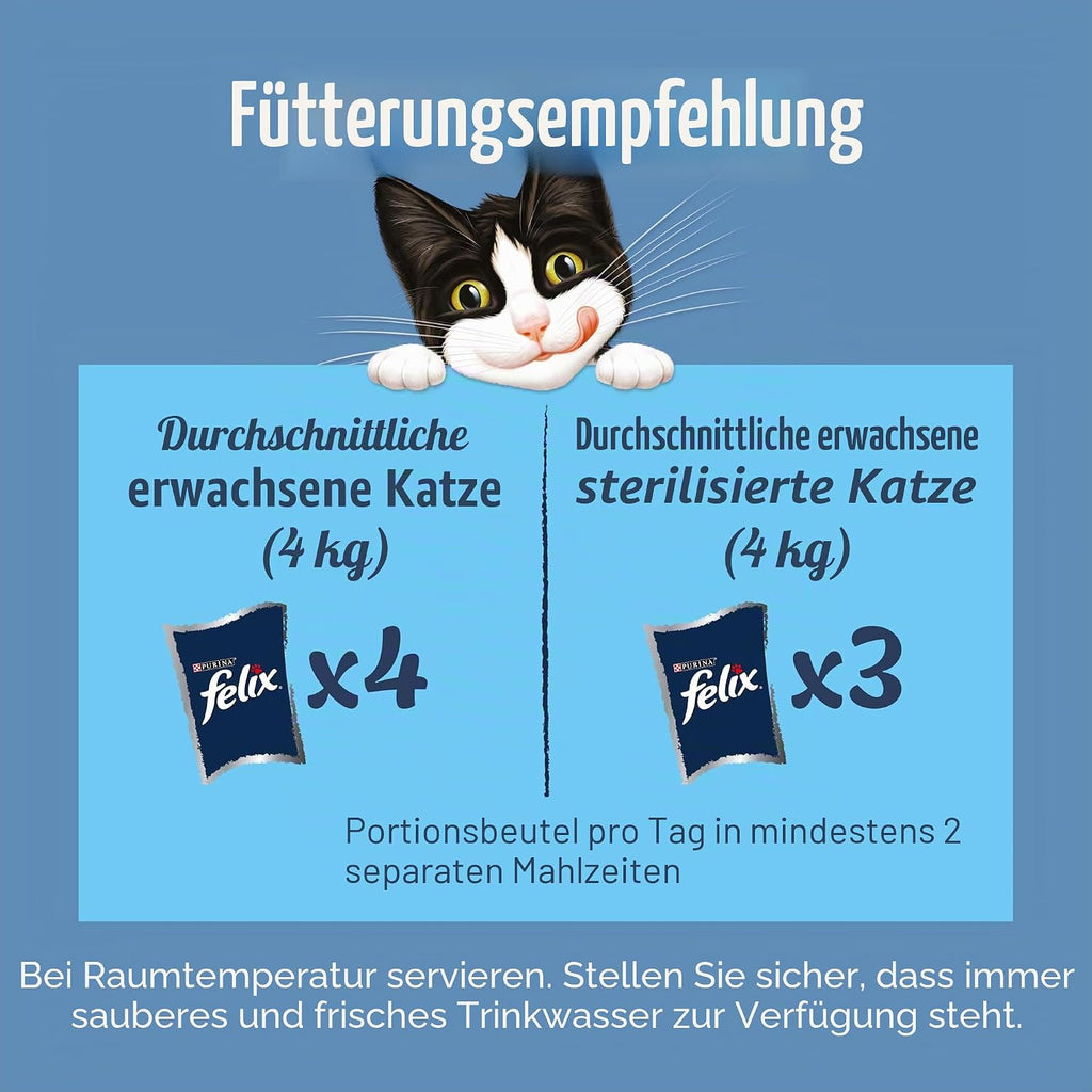 Felix Katzenfutter Mix in Gelee 44 x Huhn Lachs Thunfisch
