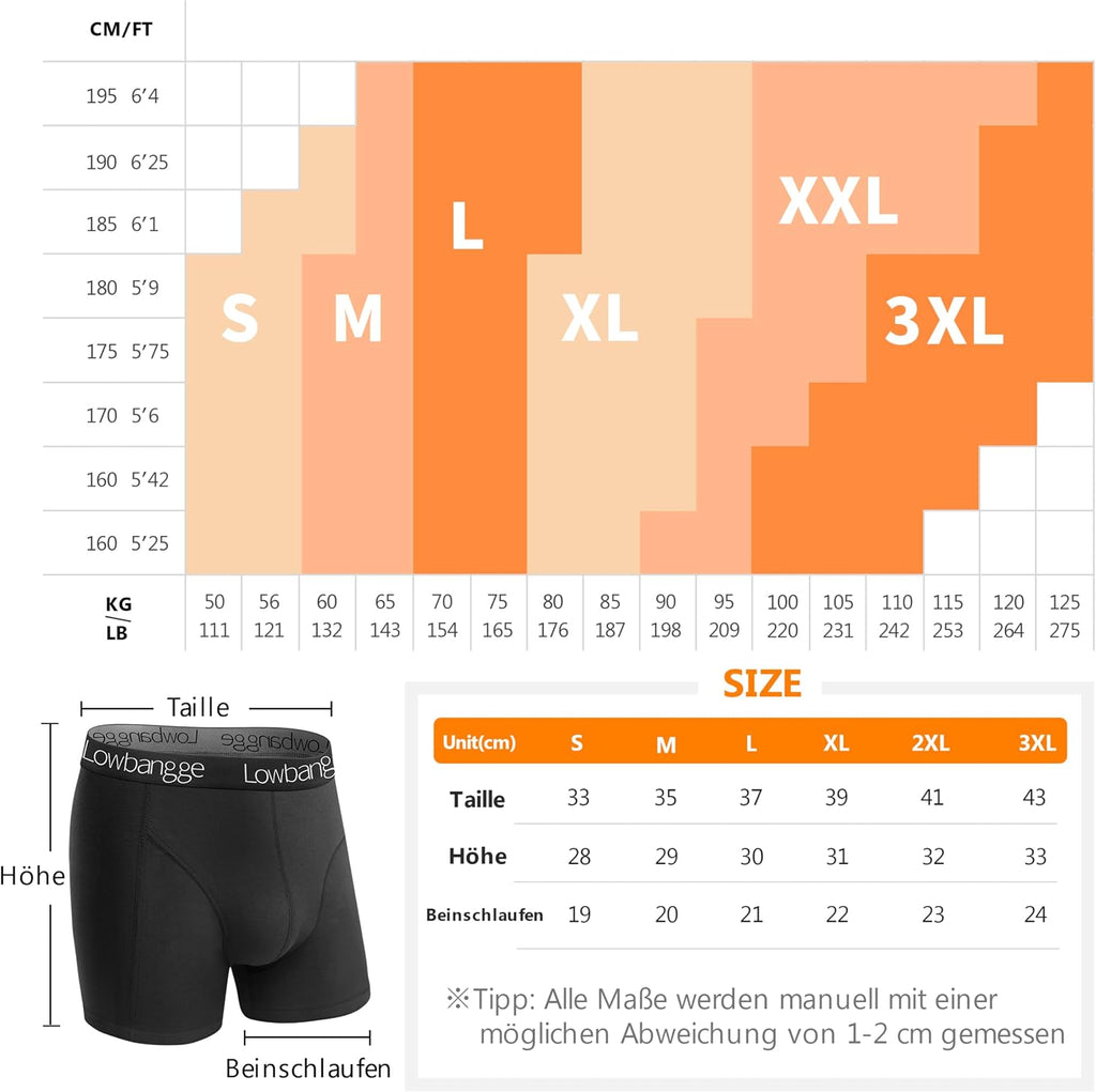 Men's Boxer Shorts, Pack of 9, Cotton Underpants, with 3D Cut, High Comfort and