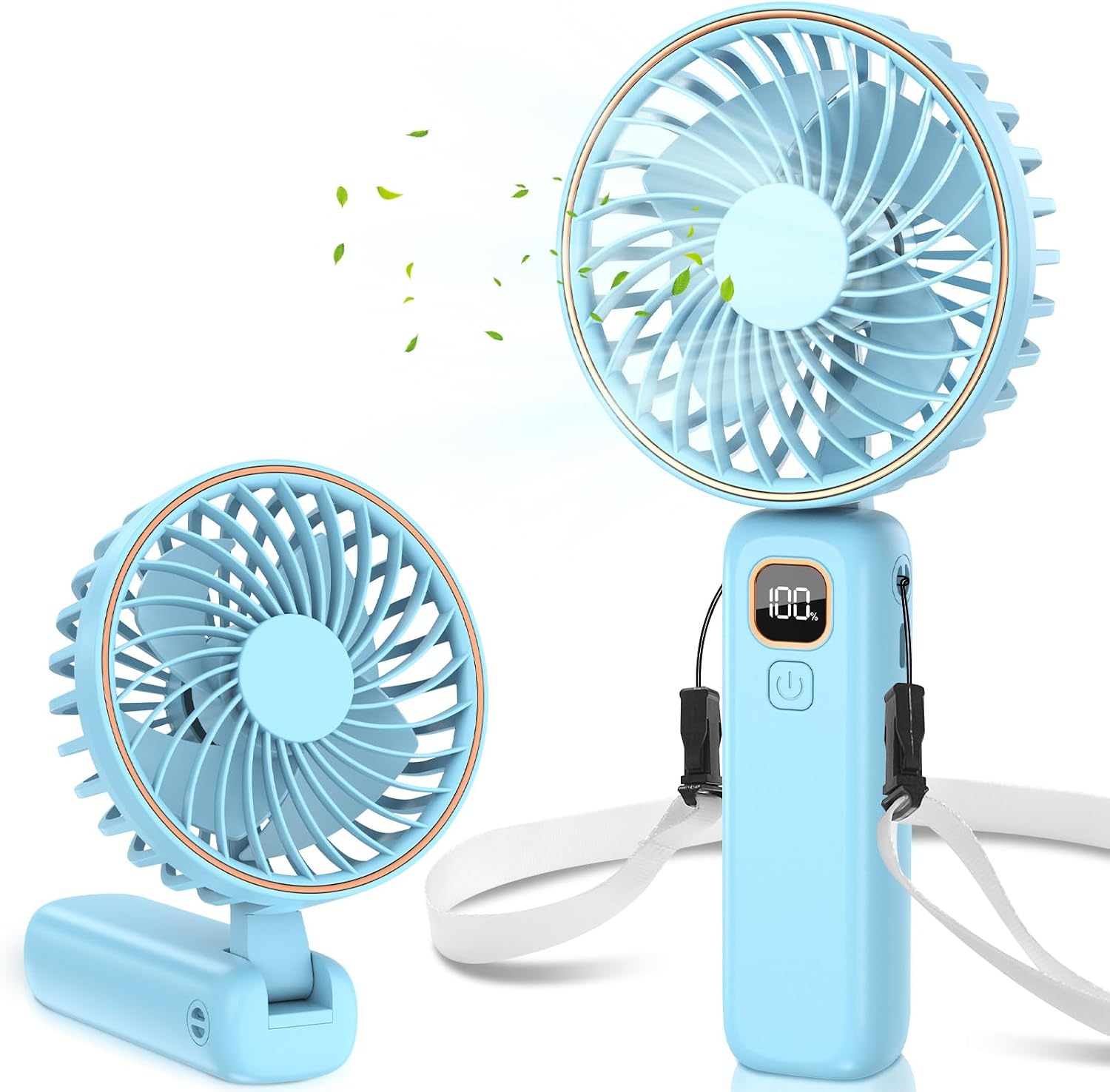 Mini Handventilator USB mit LCD, 6 Stufen, 4000 mAh Akku, 110° neigbar