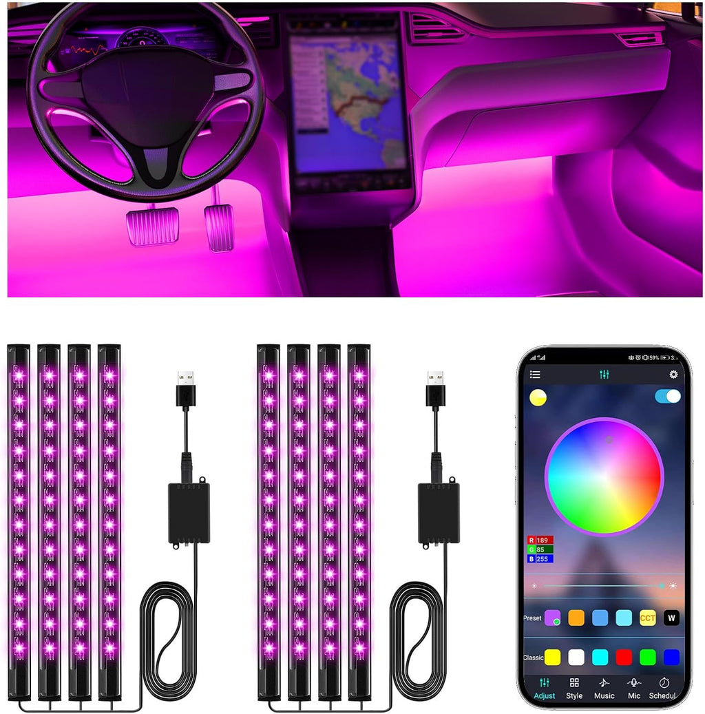 Winzwon Auto LED Ambientebeleuchtung mit App Steuerung 16 Mio Farben