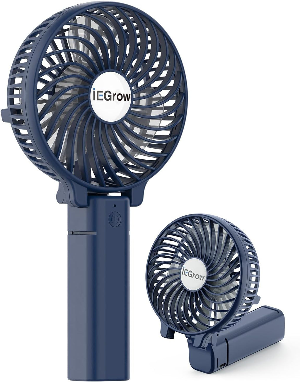 iEGrow tragbarer USB Handventilator wiederaufladbar 3 Geschwindigkeiten Schwarz