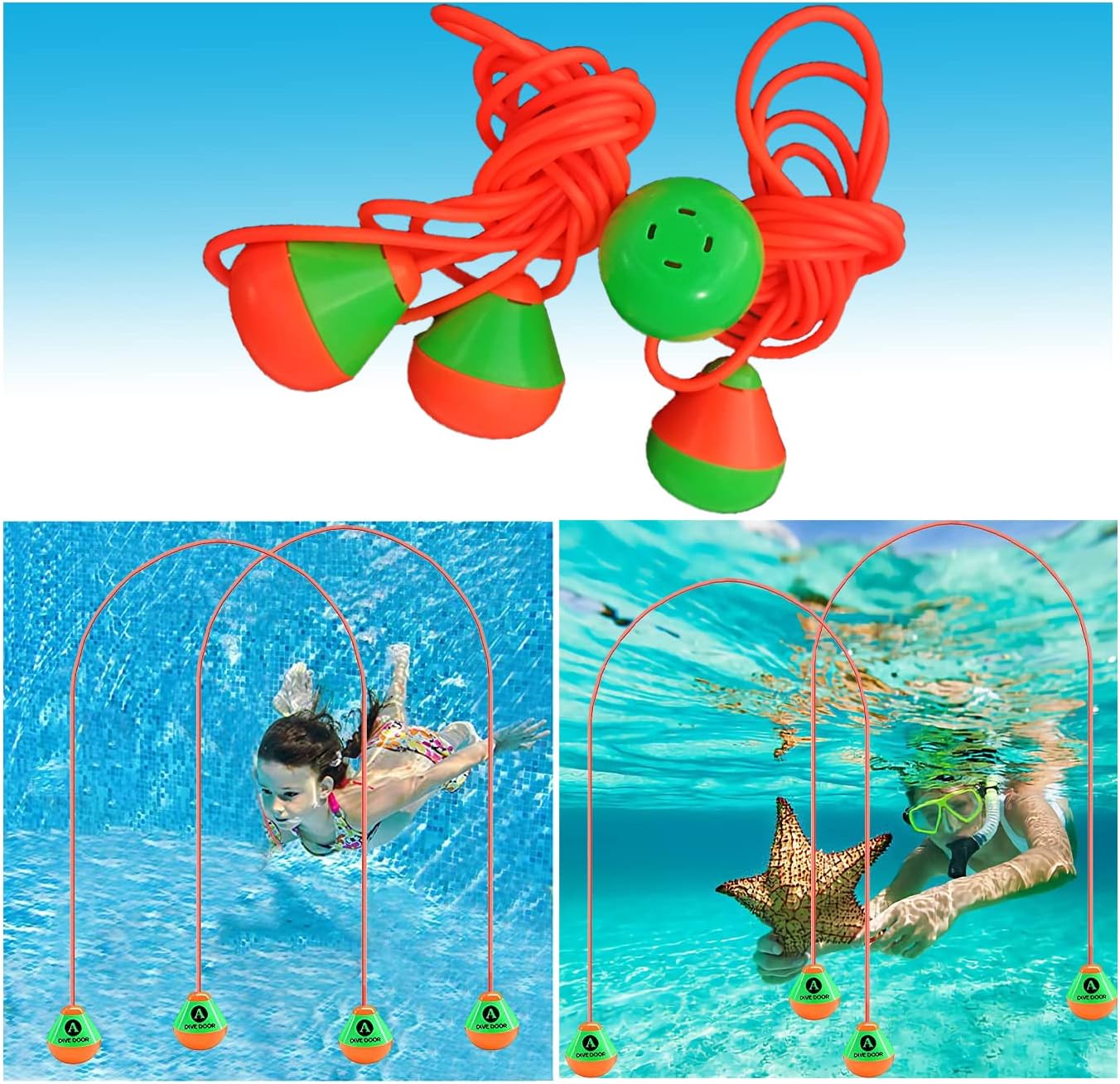 2x Tauchringe Kinder 2,5m Pool Spielzeug Tauchspiel Wasserspielzeug ab 5 Jahren