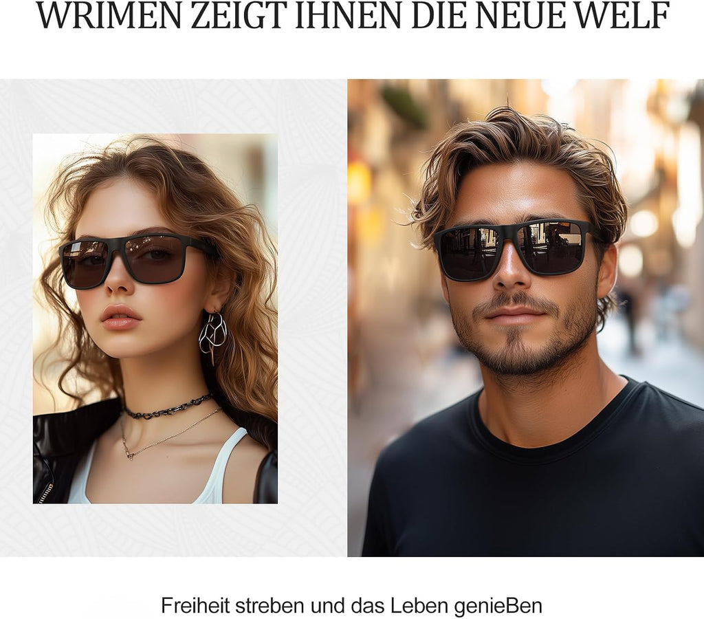 Polarisiert Herren Sonnenbrille UV400 UV-Schutz Retro rechteckig ultraleicht