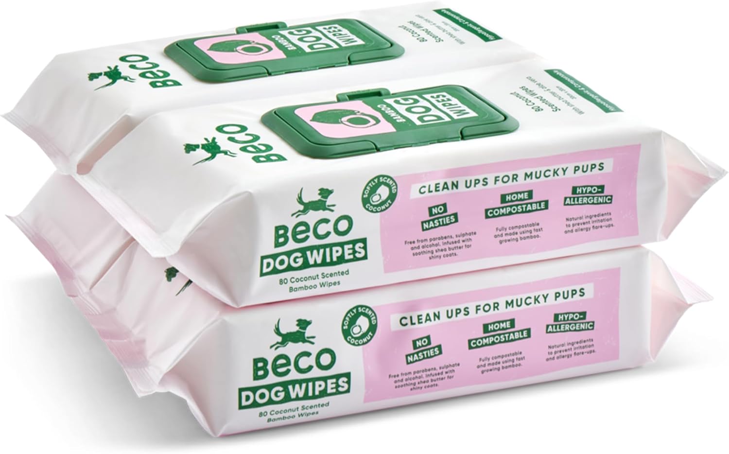 Beco Hundetuecher 4x80 Stueck pflanzlich plastikfrei Pfoten Koerper Po verschiedene