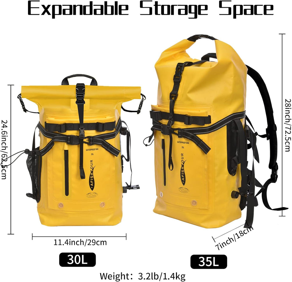 wasserdichter Drybag Rucksack mit Rollverschluss Unisex Gelb