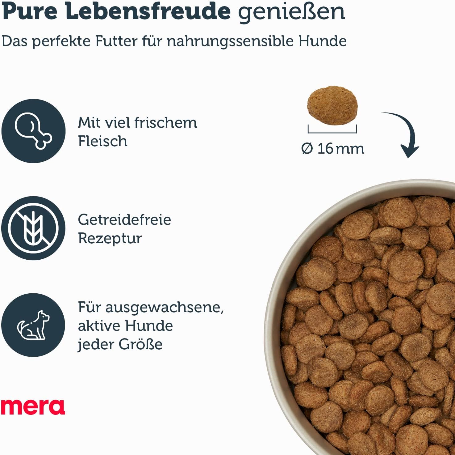 mera Pure Sensitive Hundefutter Trockenfutter Truthahn und Kartoffeln 4kg