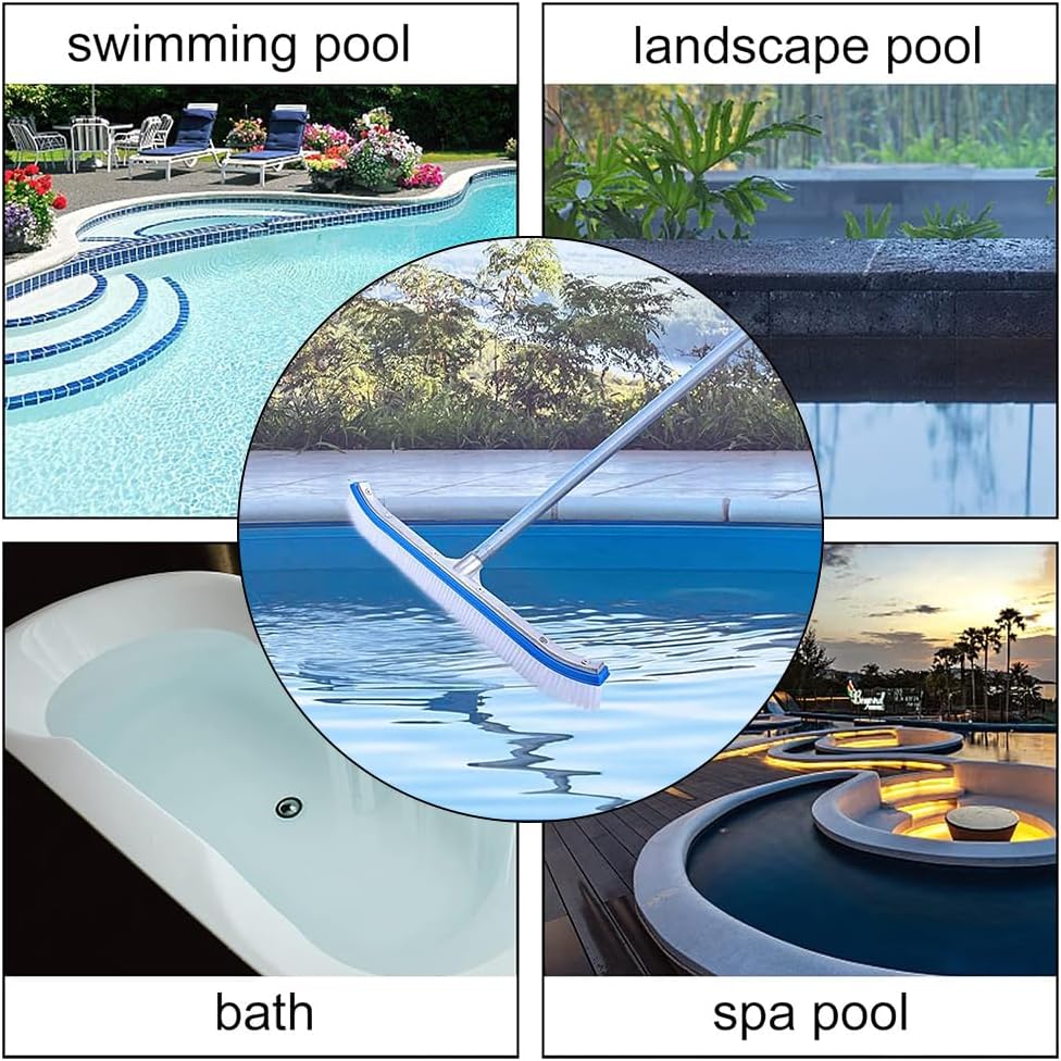 Poolbuerste 45 cm mit 180 cm Teleskopstiel Aluminium verstellbar Reinigungsbuerste