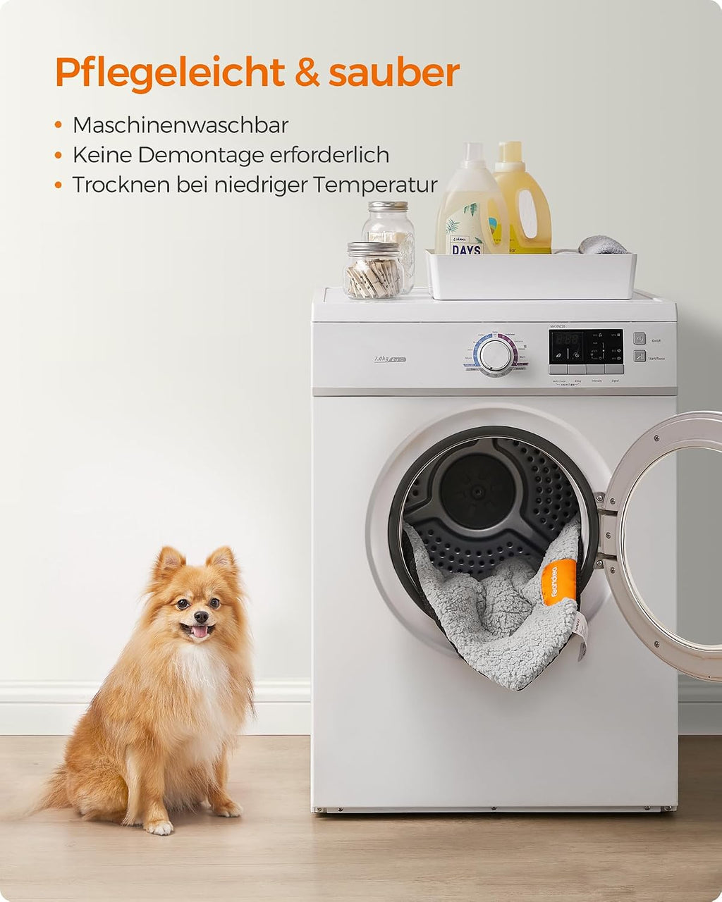 Feandrea Hundedecke 60x45 cm S rutschfest maschinenwaschbar hellgrau 45cm-75cm