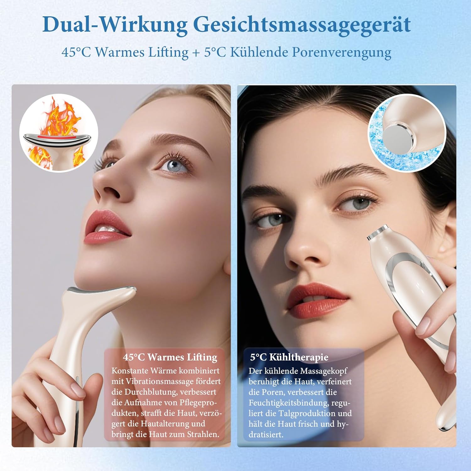 Gua Sha EMS Gesichtsmassagegeraet mit Kaelte Waerme LED Lifting Straffung