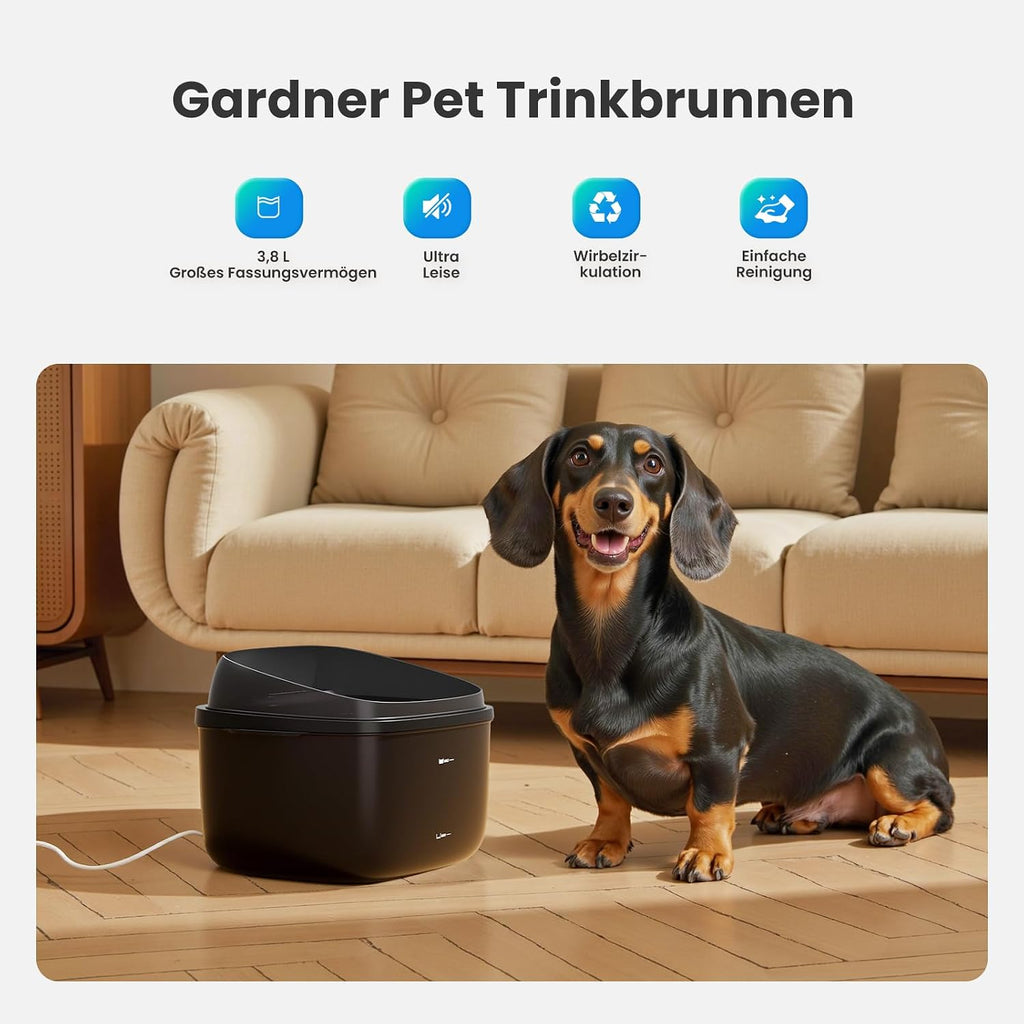 Gardner Pet Trinkbrunnen Vortex Filter transparenter Tank leise