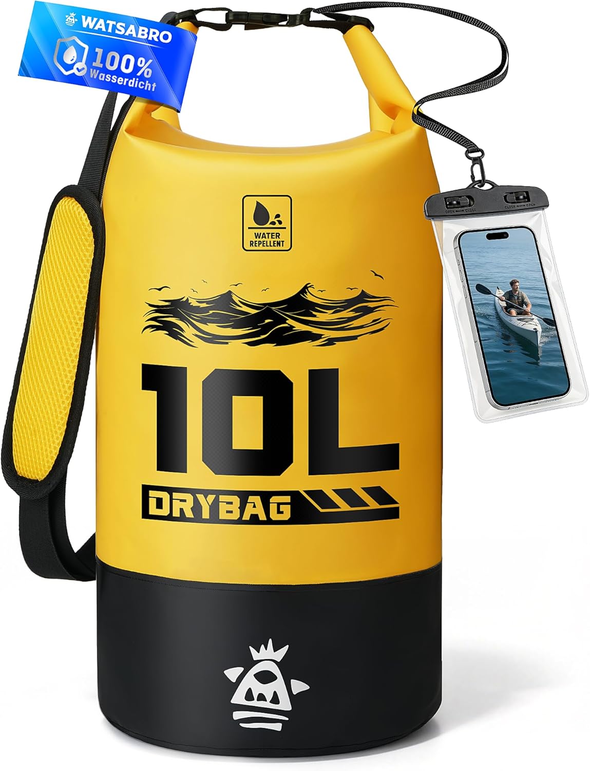WATSABRO Dry Bag wasserdichte Tasche Rucksack + wasserdichte Handyhuelle
