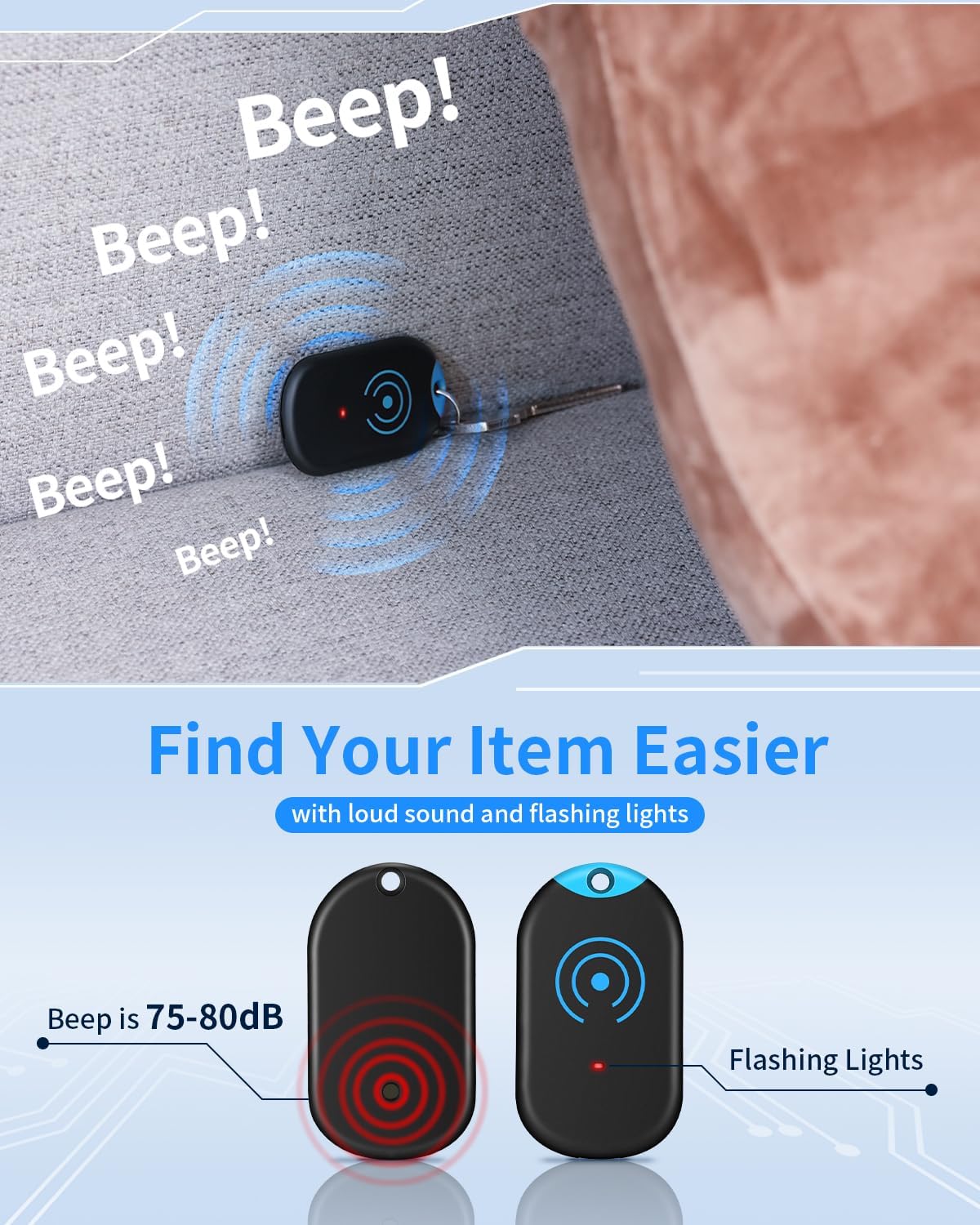 Ultra Slim Schluesselfinder 80 dB 2 Empfaenger Key Finder fuer Schluessel