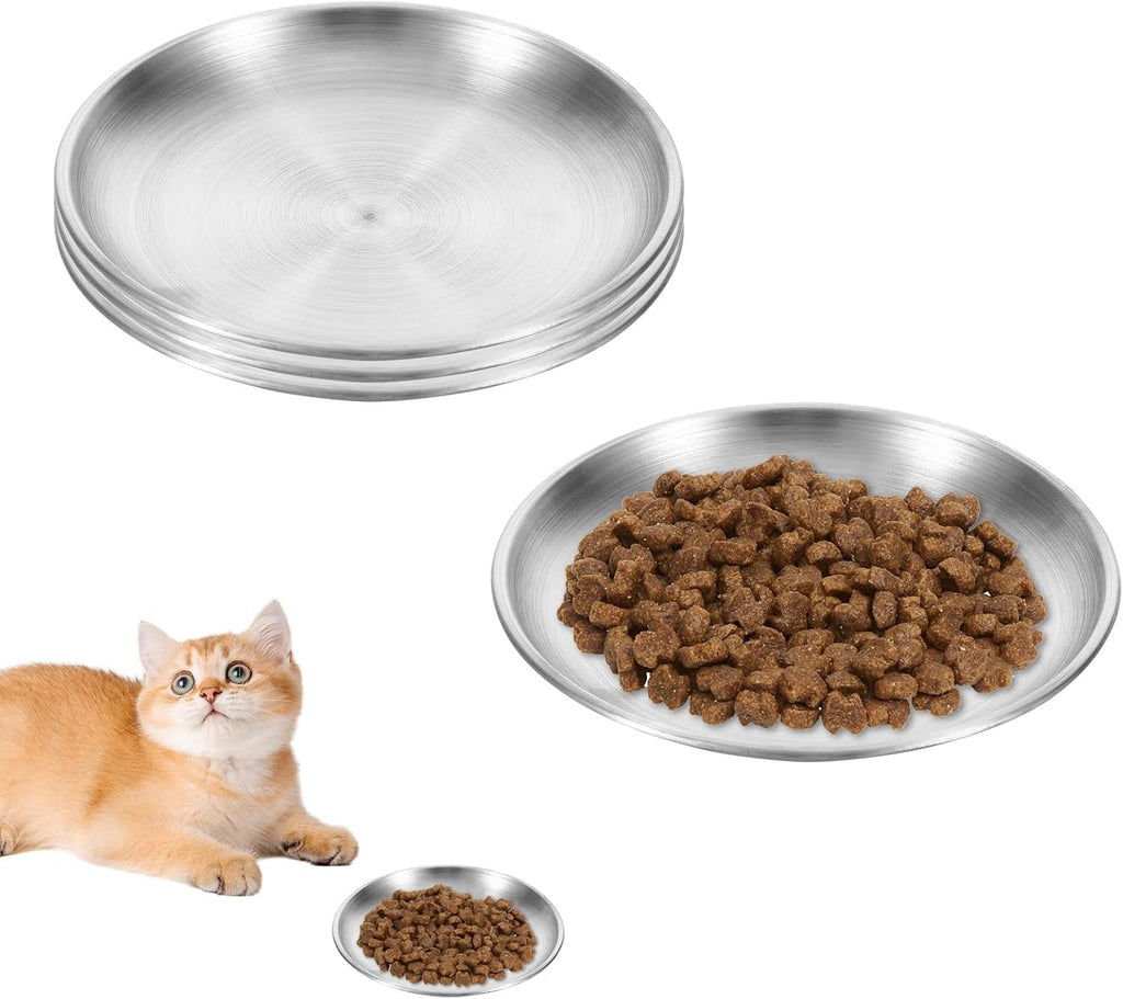Edelstahl Katzennapf flach 6er Set Futternapf rutschfest spuelmaschinenfest