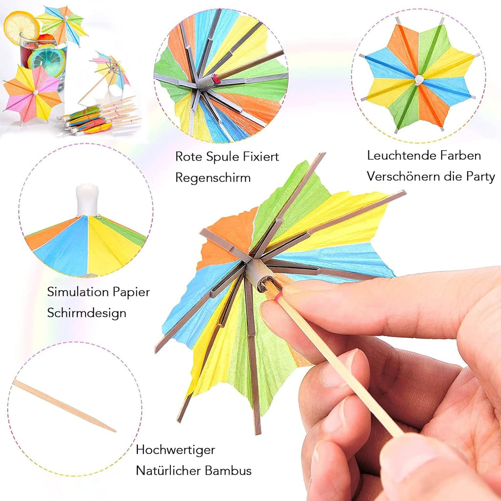 Catelves 140er Cocktail Schirmchen mit Strohhalmen 12cm-23cm