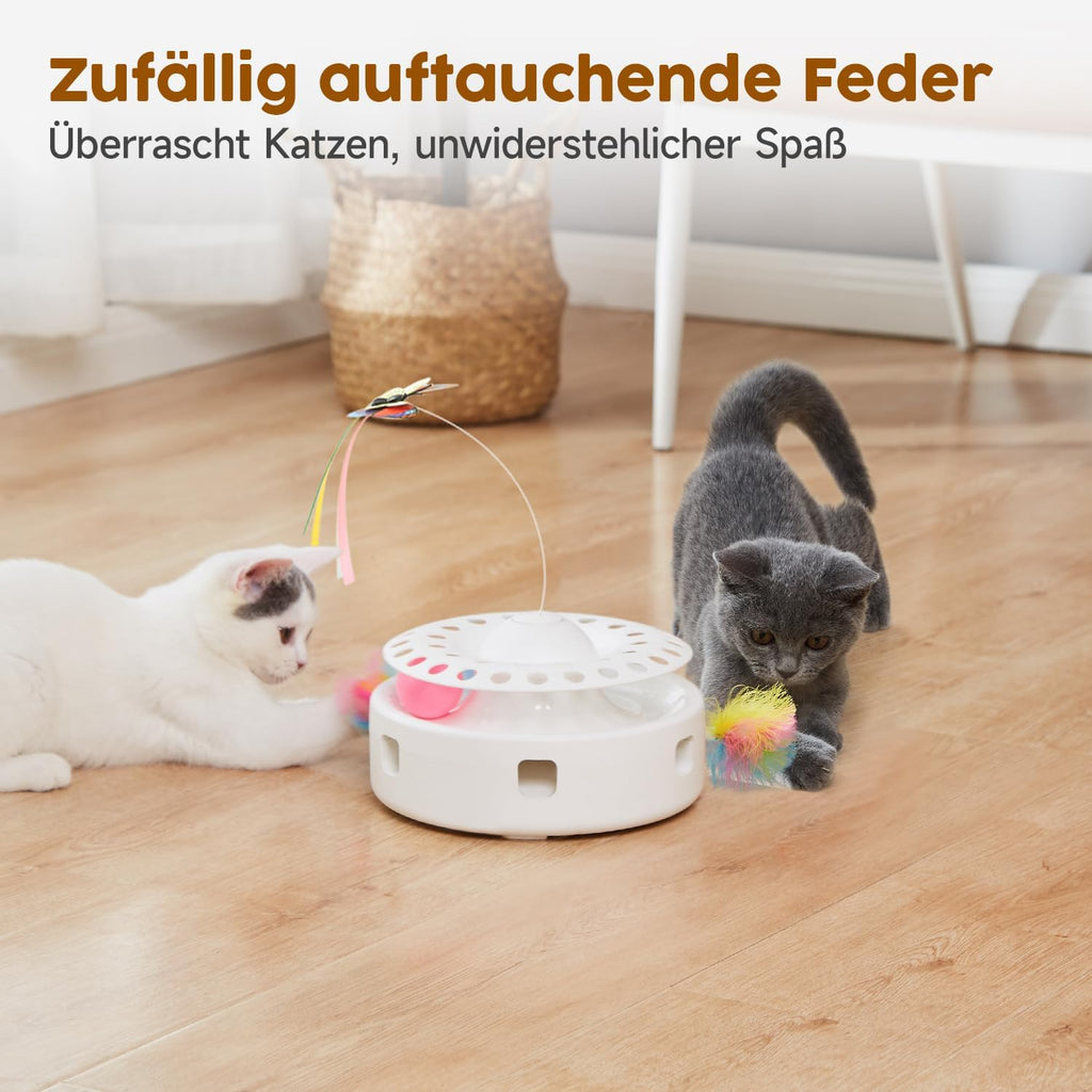 Katzen 3in1 Spielzeug Elektrisch Feder Schmetterling Ballbahn USB