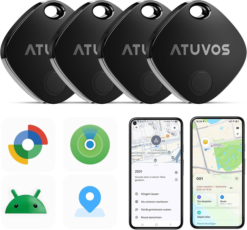 ATUVOS AirTag Pro Bluetooth Tracker fuer Android und iOS Dual-System Schluessel