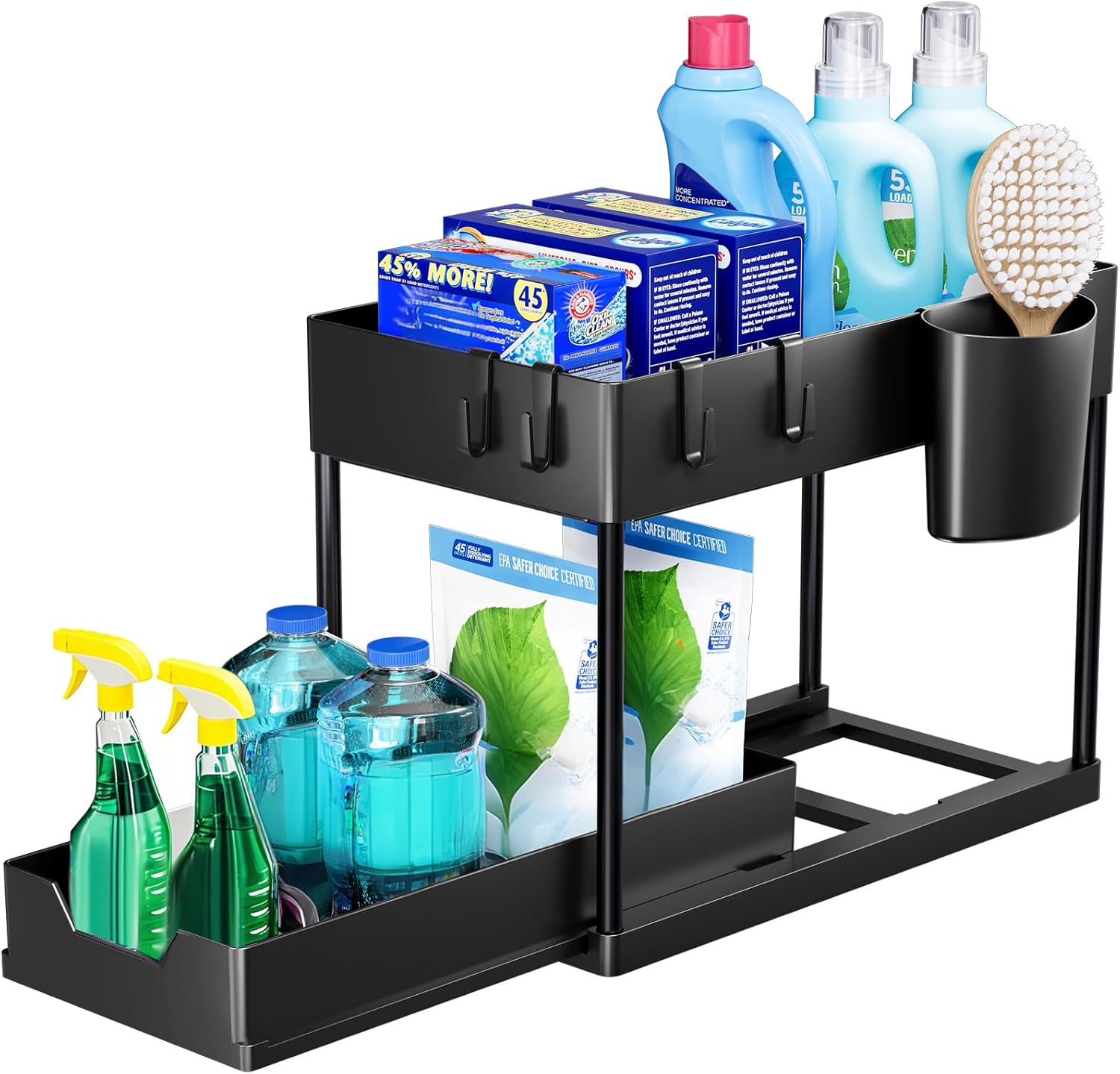Unter Waschbecken Regal 2 Etagen Spuelschrank Organizer schwarz