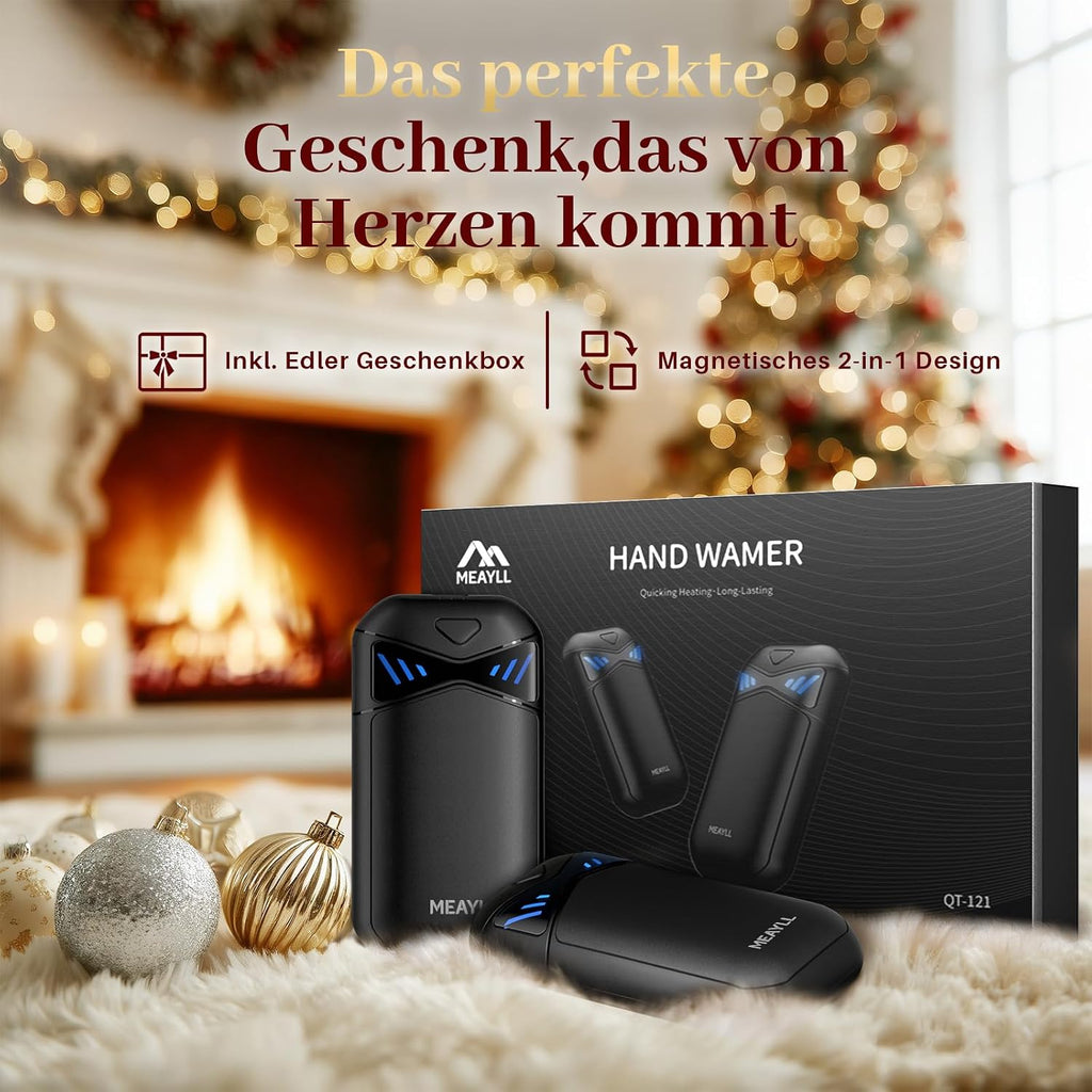 Elektrischer Handwaermer 2er Set 6000 mAh magnetisch LED 3 Heizstufen