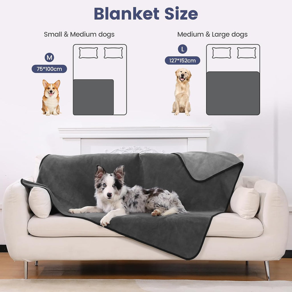 PETTOM Hundedecke 100×75 cm wasserdicht grau waschbar fuer Sofa Auto