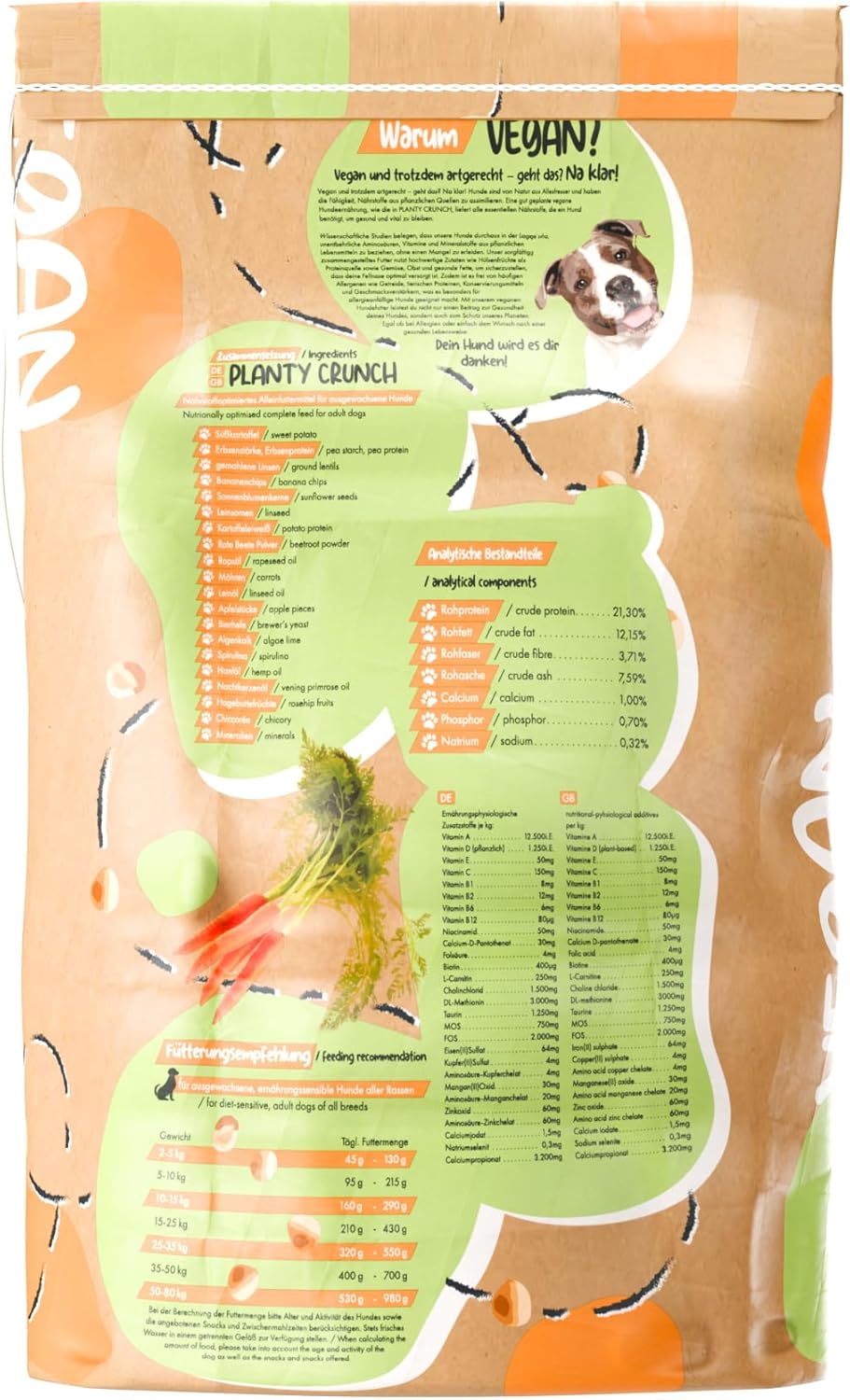 Planty Crunch Veganes Hundefutter getreide- & sojafrei fuer Allergiker
